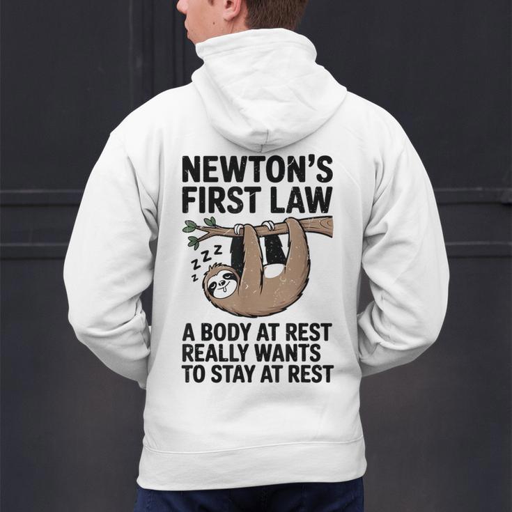 Newtons First Law Physics Jokes Science Teacher Men's Hoodie Back Print, Science Teacher Hoodies, gift for family, gift for coworker