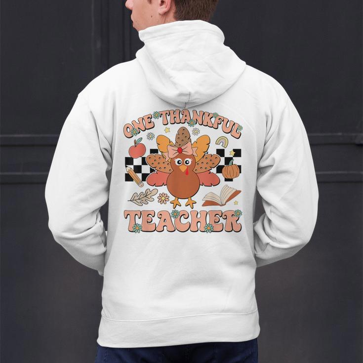One Thankful Teacher Thanksgiving Retro Groovy Fall Teachers Men's Hoodie Back Print, Groovy Teacher Hoodies, gift for family, gift for coworker One Thankful Teacher Thanksgiving Retro Groovy Fall Teachers Men's Hoodie Back Print, Groovy Teacher Hoodies, gift for family, gift for coworker