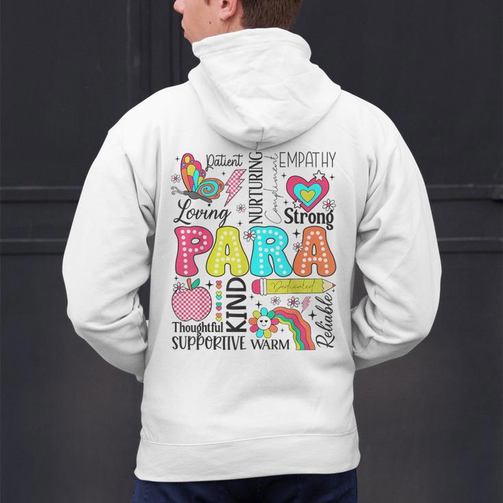 Para Paraprofessional Paraeducator Teacher Back To School Men's Hoodie Back Print, gift for family, gift for coworker