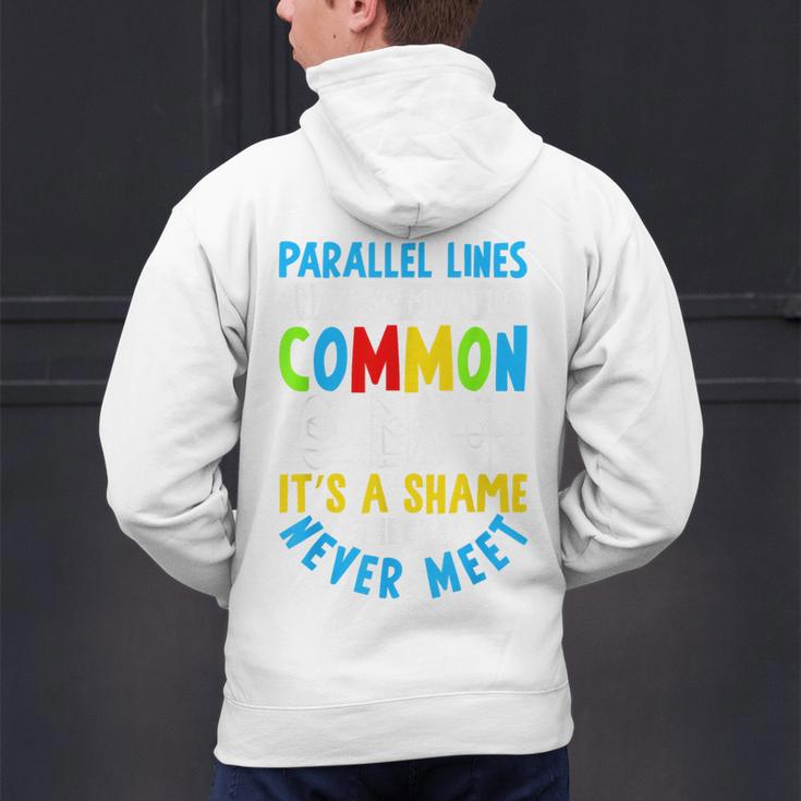 Parallel Lines Math Pun – Teacher Humor Men's Hoodie Back Print, gift for family, gift for coworker