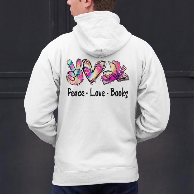 Peace Love Books Librarian Teacher Life Book Library Tie Dye Men's Hoodie Back Print, gift for family, gift for coworker Peace Love Books Librarian Teacher Life Book Library Tie Dye Men's Hoodie Back Print, gift for family, gift for coworker