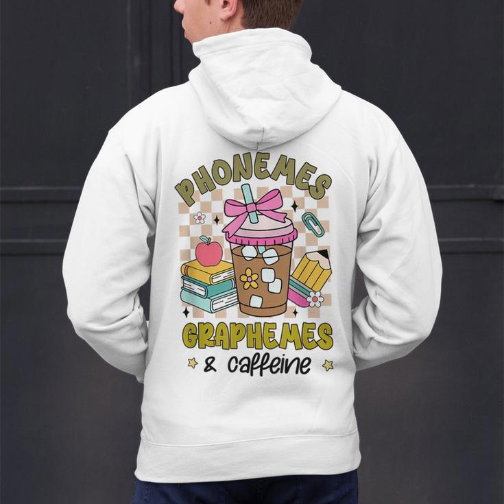 Phonemes Graphemes Caffeine Back To School Reading Teacher Men's Hoodie Back Print, gift for family, gift for coworker Phonemes Graphemes Caffeine Back To School Reading Teacher Men's Hoodie Back Print, gift for family, gift for coworker