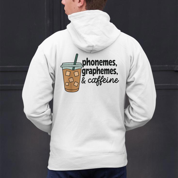 Phonemes Graphemes And Caffeine Coffee Teacher Appreciation Men's Hoodie Back Print, gift for family, gift for coworker Phonemes Graphemes And Caffeine Coffee Teacher Appreciation Men's Hoodie Back Print, gift for family, gift for coworker