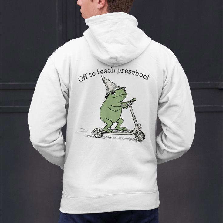 Pre K Grade Teacher Frog Back To School Preschool Men's Hoodie Back Print, gift for family, gift for coworker