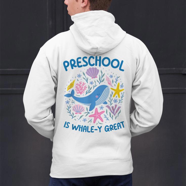 Preschool Is Whale-y Great Preschool Teacher Men's Hoodie Back Print, gift for family, gift for coworker Preschool Is Whale-y Great Preschool Teacher Men's Hoodie Back Print, gift for family, gift for coworker