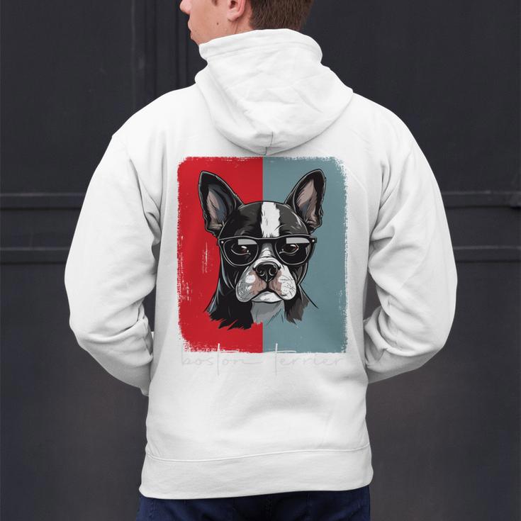 Retro Boston Terrier Dog Lover Bostie Mom Dad Dog Owner Men's Hoodie Back Print, Boston Terrier Mom Hoodies, Boston Terrier Dad Hoodies, gift for family, gift for coworker