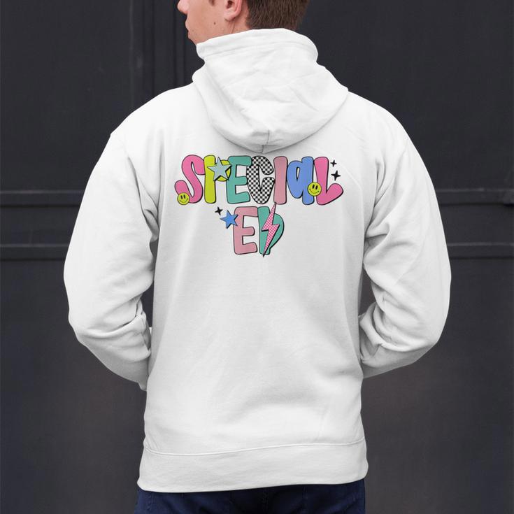 Retro Checkered Special Education Teacher Back To School Men's Hoodie Back Print, gift for family, gift for coworker