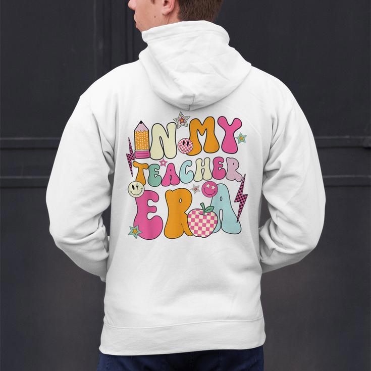 Retro Groovy In My Teaching Era Best Teacher Appreciation Men's Hoodie Back Print, Groovy Teacher Hoodies, gift for family, gift for coworker