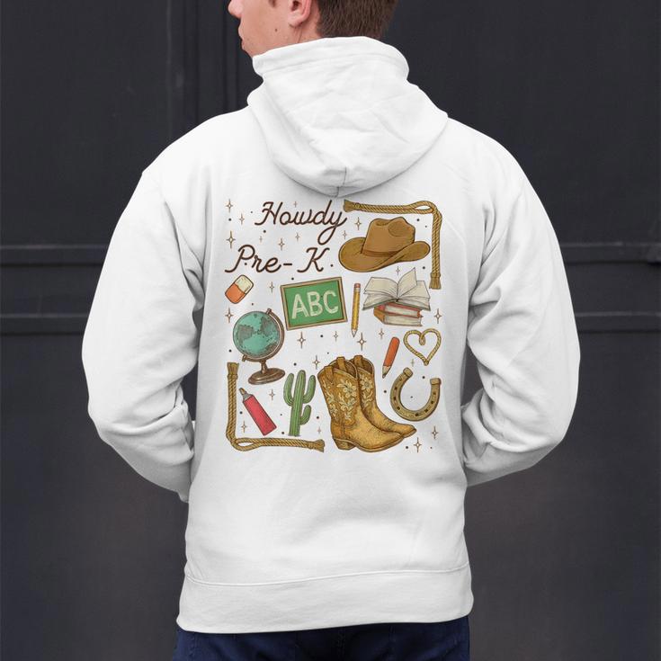 Retro Howdy Pre-K Back To School Western Teacher Men's Hoodie Back Print, gift for family, gift for coworker