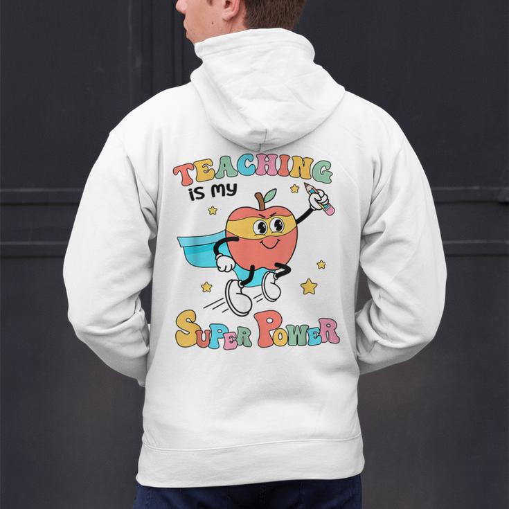 Retro Teaching Is My Superpower Apple Teacher Appreciation Men's Hoodie Back Print, gift for family, gift for coworker Retro Teaching Is My Superpower Apple Teacher Appreciation Men's Hoodie Back Print, gift for family, gift for coworker