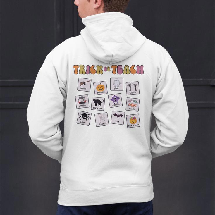 Retro Trick Or Treat Halloween Special Education Teacher Men's Hoodie Back Print, gift for family, gift for coworker Retro Trick Or Treat Halloween Special Education Teacher Men's Hoodie Back Print, gift for family, gift for coworker