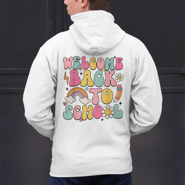 Retro Welcome Back To School Teacher Appreciation Boys Girls Men's Hoodie Back Print, gift for family, gift for coworker Retro Welcome Back To School Teacher Appreciation Boys Girls Men's Hoodie Back Print, gift for family, gift for coworker