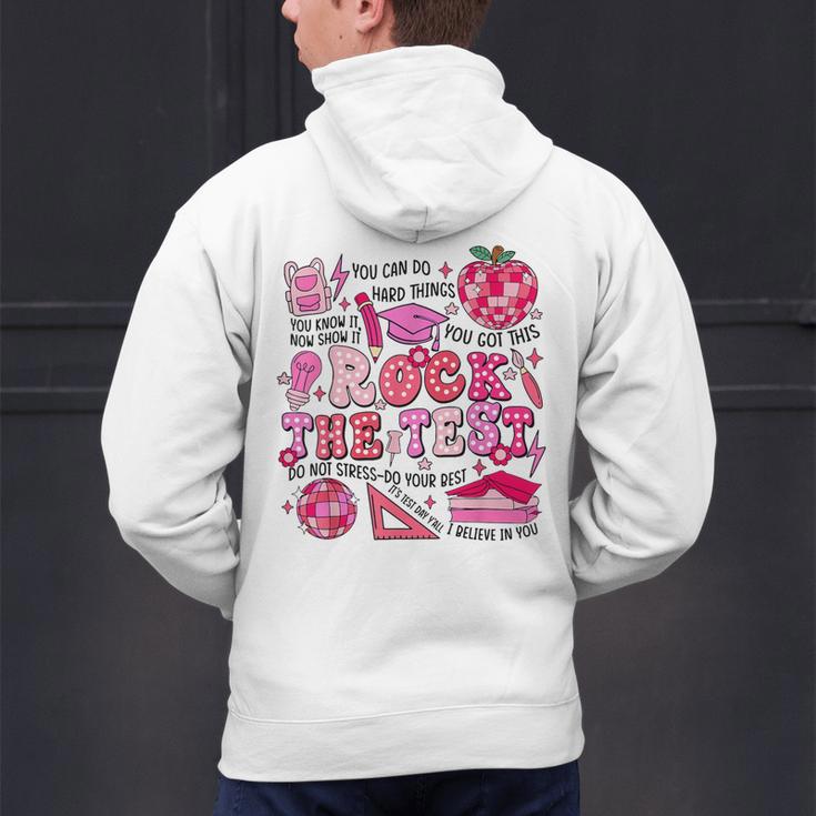 Rock The Test Testing Day Don't Stress Do Your Best Teacher For Men Women Girls Kids Men's Hoodie Back Print, gift for family, gift for coworker