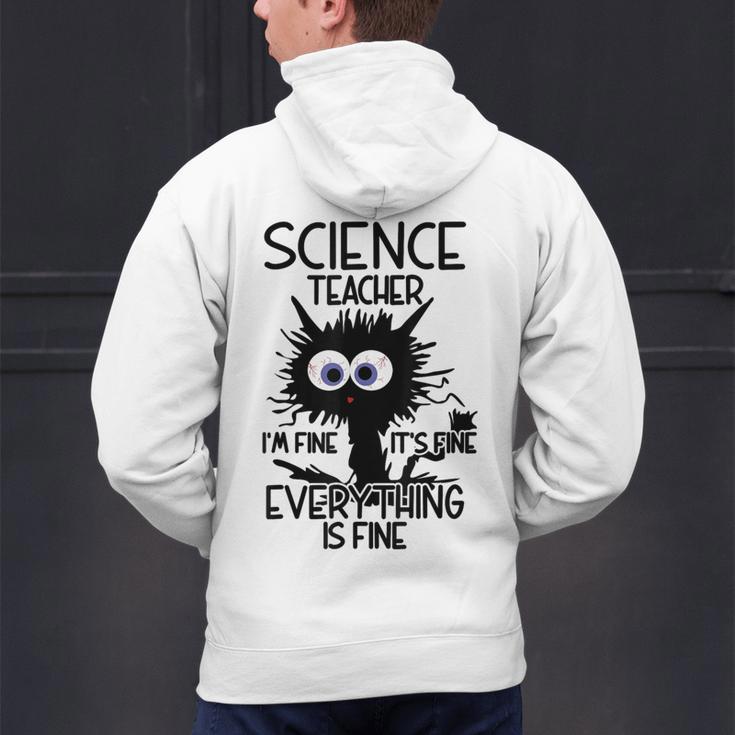 Science Teacher Appreciation Merch -Adults -Youth Grey Classic Fit Modern Science Theme Cartoon Men's Hoodie Back Print, Science Teacher Hoodies, gift for family, gift for coworker