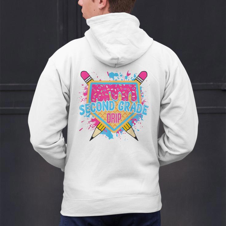 Second Grade Drip Ice Cream Home Plate Baseball Teachers Kid Men's Hoodie Back Print, gift for family, gift for coworker