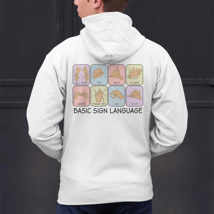 Basic Sign Language Speech Pathology Aac Sped Teacher Men's Hoodie Back Print, gift for family, gift for coworker Basic Sign Language Speech Pathology Aac Sped Teacher Men's Hoodie Back Print, gift for family, gift for coworker