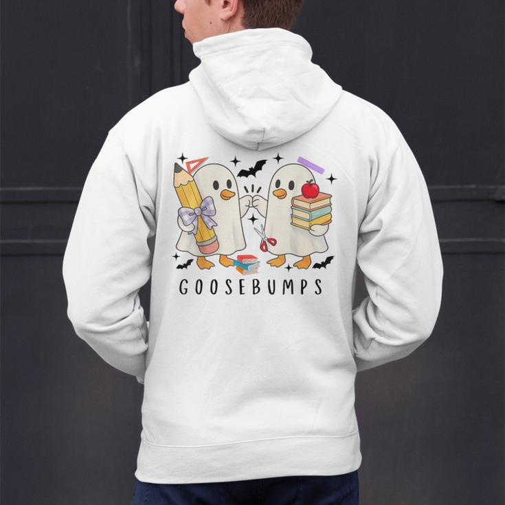Silly Goose Spooky Teacher Halloween Cute Goosebumps Men's Hoodie Back Print, gift for family, gift for coworker