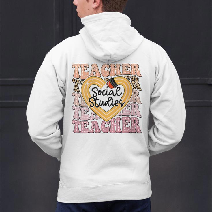 Social Studies Teacher Pencil Heart Leopard Back To School Men's Hoodie Back Print, gift for family, gift for coworker Social Studies Teacher Pencil Heart Leopard Back To School Men's Hoodie Back Print, gift for family, gift for coworker