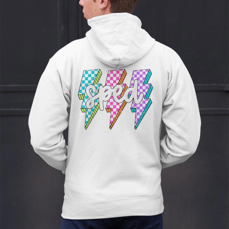 SPED Teacher Squad Lightning Bolt Special Education Men's Hoodie Back Print, gift for family, gift for coworker