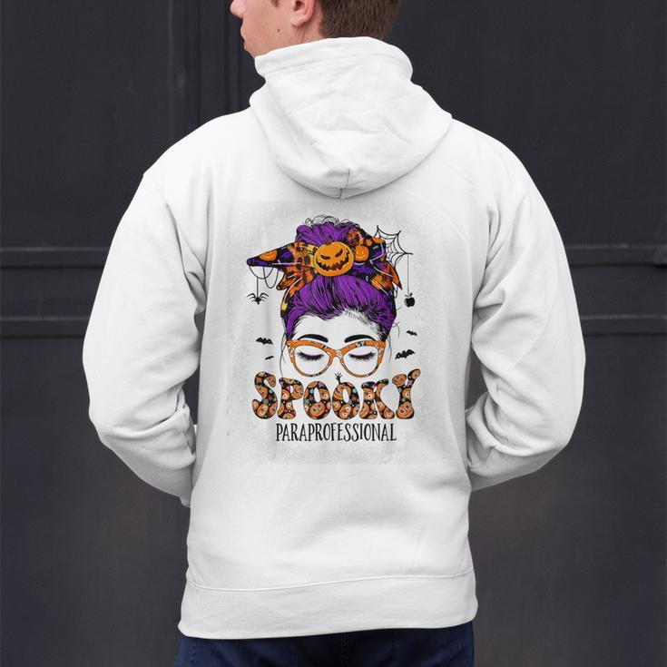 Spooky Paraprofessional Life Halloween Messy Bun Teacher For Men Women Men's Hoodie Back Print, gift for family, gift for coworker Spooky Paraprofessional Life Halloween Messy Bun Teacher For Men Women Men's Hoodie Back Print, gift for family, gift for coworker