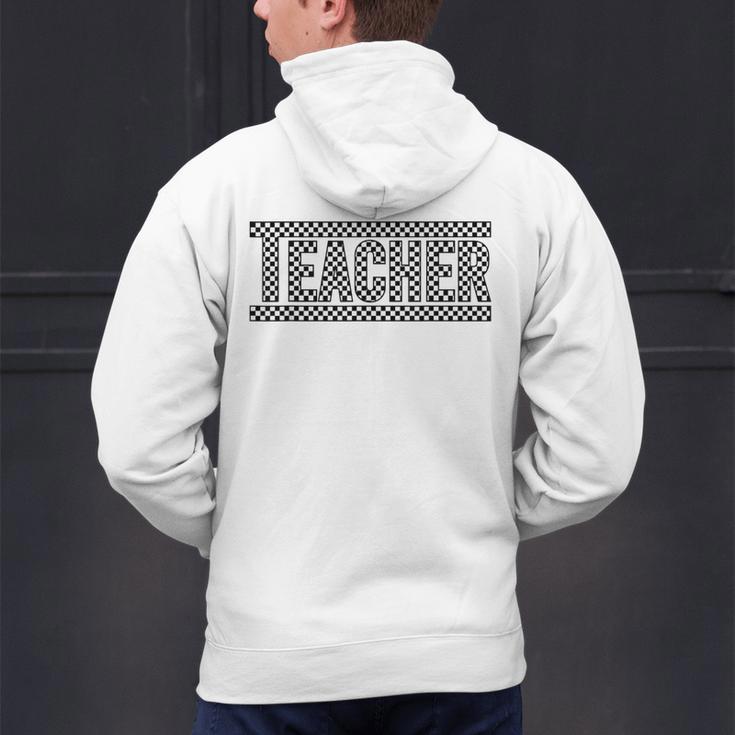 Teacher Checkered Racing Teacher Appreciation Men Women Men's Hoodie Back Print, gift for family, gift for coworker Teacher Checkered Racing Teacher Appreciation Men Women Men's Hoodie Back Print, gift for family, gift for coworker