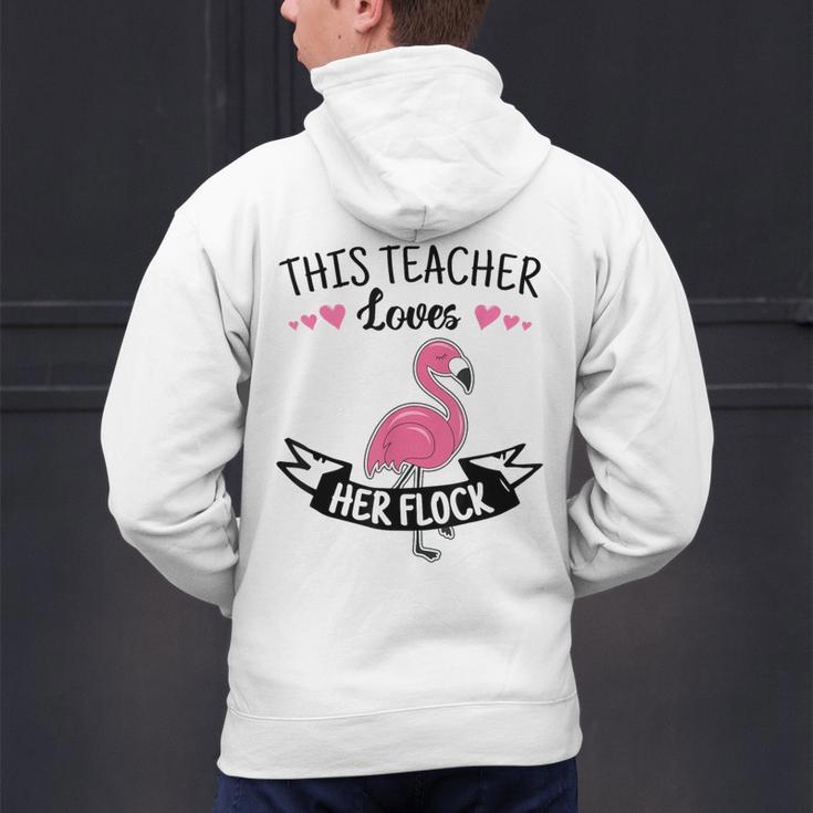 This Teacher Loves Her Flock Cute Flamingo Teacher Men's Hoodie Back Print, gift for family, gift for coworker This Teacher Loves Her Flock Cute Flamingo Teacher Men's Hoodie Back Print, gift for family, gift for coworker