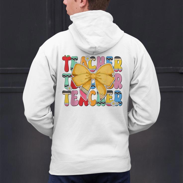 Teacher Pencil Coquette Bow Back To School Teacher Men's Hoodie Back Print, gift for family, gift for coworker Teacher Pencil Coquette Bow Back To School Teacher Men's Hoodie Back Print, gift for family, gift for coworker