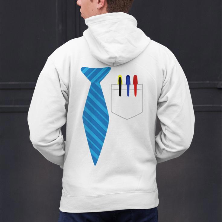 Teacher Tie & Pocket Protector Costume School Men's Hoodie Back Print, gift for family, gift for coworker