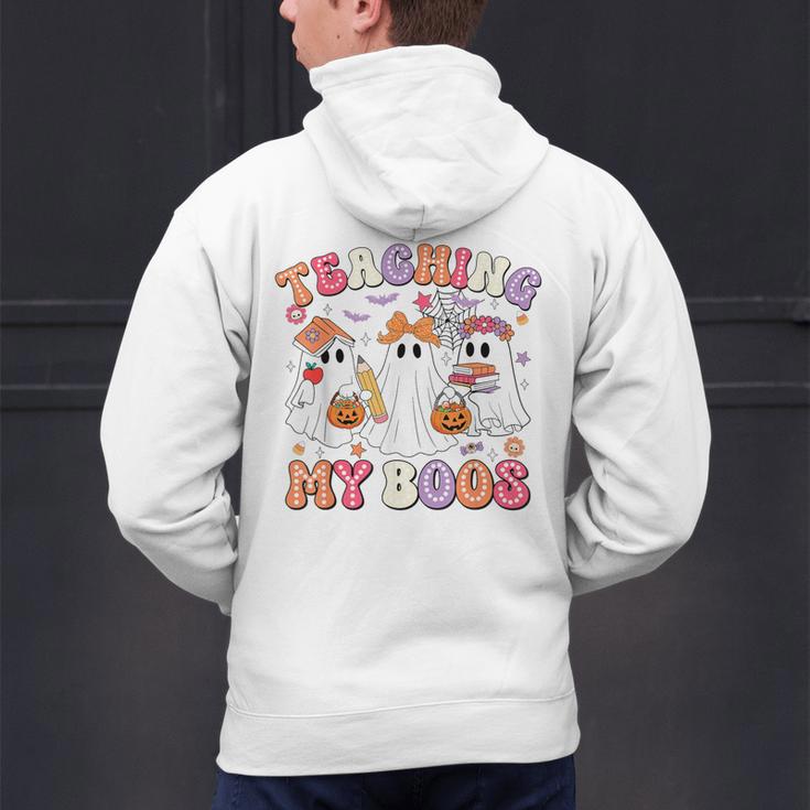 Teaching My Boos Cute Spooky Ghost Teacher Halloween Women Men's Hoodie Back Print, gift for family, gift for coworker Teaching My Boos Cute Spooky Ghost Teacher Halloween Women Men's Hoodie Back Print, gift for family, gift for coworker