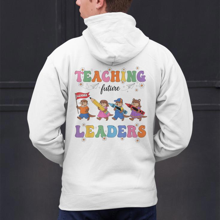 Teaching Future Leaders Otter Back To School Teacher Men's Hoodie Back Print, Future Teacher Hoodies, gift for family, gift for coworker