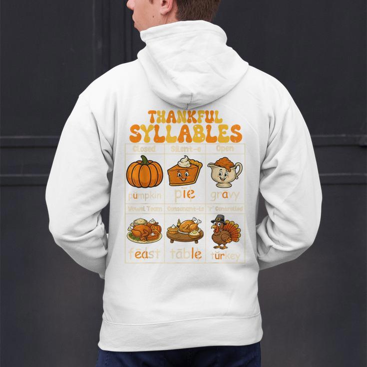 Thankful Syllables Teacher Thanksgiving Educational Kids Men's Hoodie Back Print, gift for family, gift for coworker Thankful Syllables Teacher Thanksgiving Educational Kids Men's Hoodie Back Print, gift for family, gift for coworker