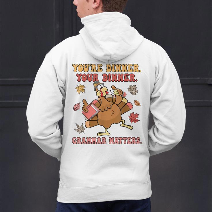 Thanksgiving Grammar Thankful English Teacher Fall Turkey Men's Hoodie Back Print, English Teacher Hoodies, gift for family, gift for coworker Thanksgiving Grammar Thankful English Teacher Fall Turkey Men's Hoodie Back Print, English Teacher Hoodies, gift for family, gift for coworker