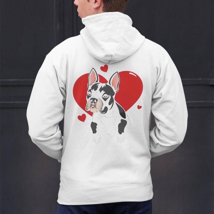 Valentine's Day Boston Terrier Heart Men's Hoodie Back Print, gift for family, gift for coworker
