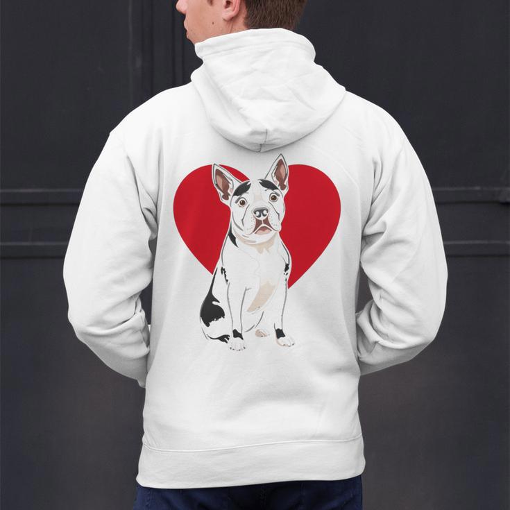 Valentine's Day Boston Terrier Lover Men's Hoodie Back Print, gift for family, gift for coworker