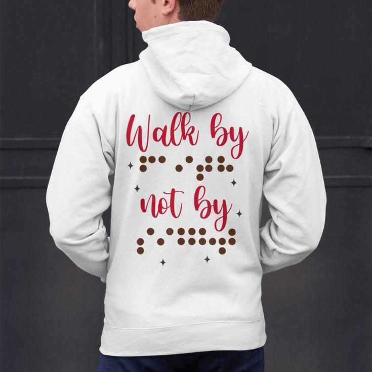 Visually Impaired Teacher Braille Bible Verse Walk By Faith Men's Hoodie Back Print, gift for family, gift for coworker
