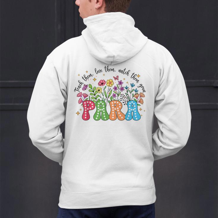 Wildflower Para Floral Paraprofessional Paraeducator Teacher Men's Hoodie Back Print, gift for family, gift for coworker