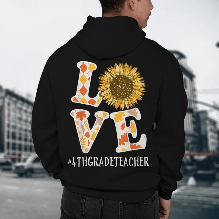 4th Grade Teacher Love Autumn Fall Sunflower Appreciation Men's Hoodie Back Print, novelty gifts, funny gifts