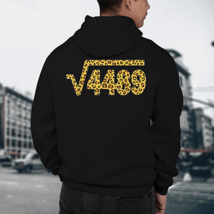 6 7 Leopard Pattern Meme Square Root 4489 Slang Math Teacher Men's Hoodie Back Print, novelty gifts, funny gifts