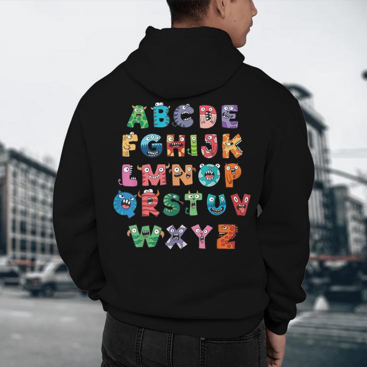 ABC Cute Monster Alphabet Halloween Teacher Costume Kids Men's Hoodie Back Print, novelty gifts, funny gifts ABC Cute Monster Alphabet Halloween Teacher Costume Kids Men's Hoodie Back Print, novelty gifts, funny gifts