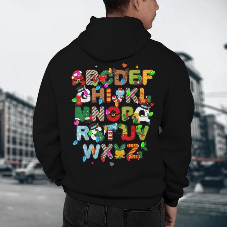 ABCs Learning Kindergarten Teacher Christmas Lights Alphabet For Men Women Kids Men's Hoodie Back Print, novelty gifts, funny gifts