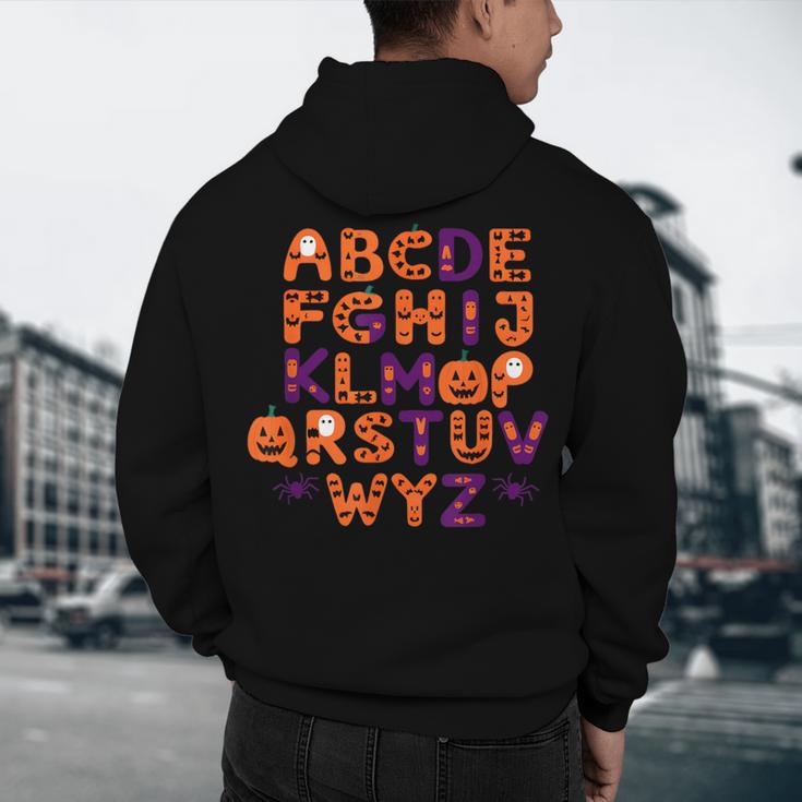 ABCs Learning Kindergarten Teacher Halloween Alphabet Men's Hoodie Back Print, novelty gifts, funny gifts ABCs Learning Kindergarten Teacher Halloween Alphabet Men's Hoodie Back Print, novelty gifts, funny gifts