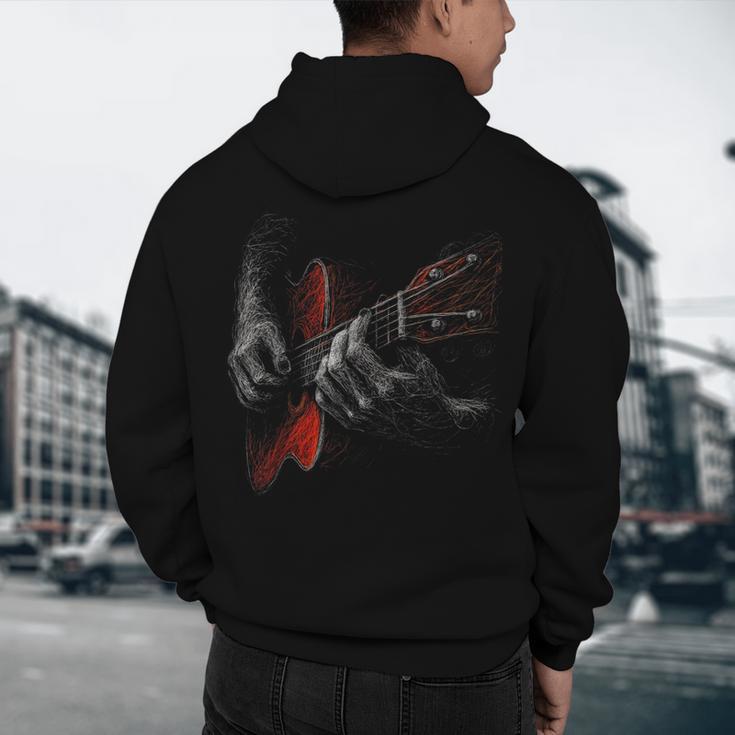 Acoustic Guitar Player Shirt Vintage Music Teacher Guitarist Men's Hoodie Back Print, novelty gifts, funny gifts