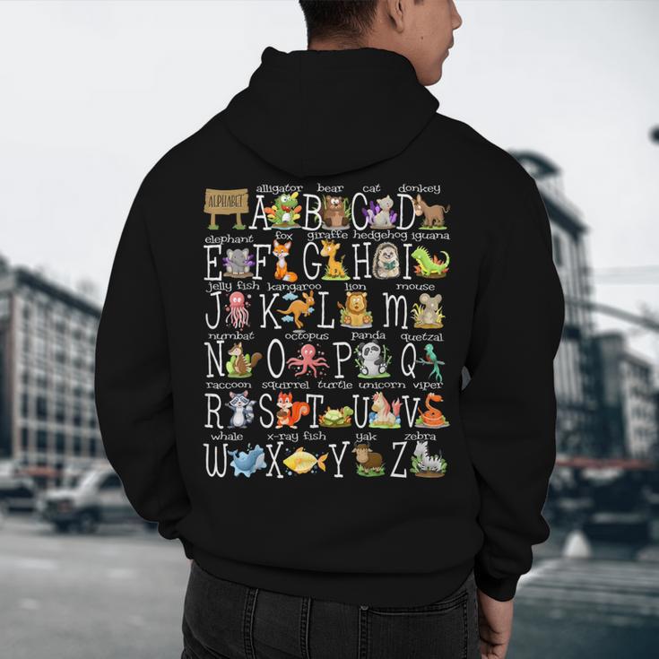 Alphabet Animals Back To School Pre-K Kindergarten Teacher Men's Hoodie Back Print, novelty gifts, funny gifts Alphabet Animals Back To School Pre-K Kindergarten Teacher Men's Hoodie Back Print, novelty gifts, funny gifts