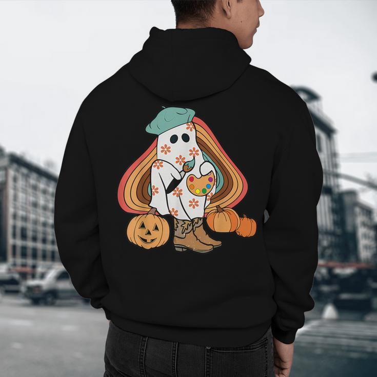 Art Teacher Painting Brushes Retro Pumpkin Ghost Artist Men's Hoodie Back Print, novelty gifts, funny gifts Art Teacher Painting Brushes Retro Pumpkin Ghost Artist Men's Hoodie Back Print, novelty gifts, funny gifts