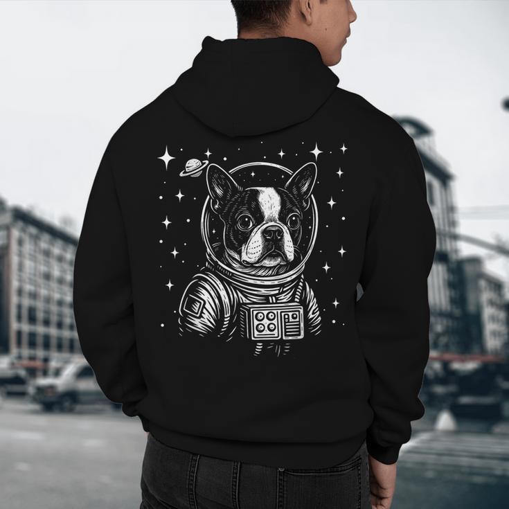 Astronaut Boston Terrier Space Galaxy Dog Lovers Men's Hoodie Back Print, novelty gifts, funny gifts