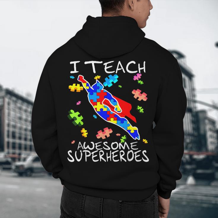 Autism Awareness Teacher I Teach Awesome Superheroes Men's Hoodie Back Print, novelty gifts, funny gifts Autism Awareness Teacher I Teach Awesome Superheroes Men's Hoodie Back Print, novelty gifts, funny gifts