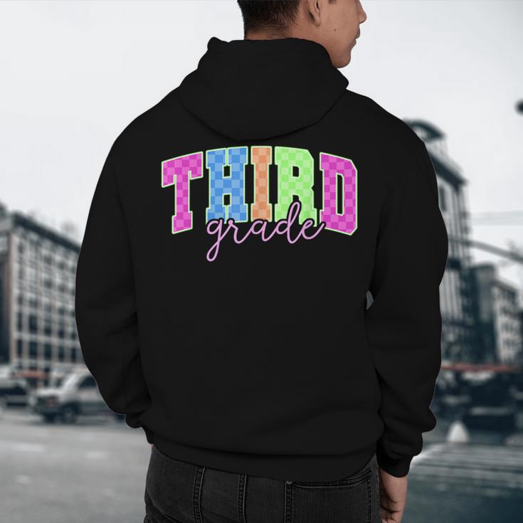 Back To School Neon Checkered Third Grade Colorful Teacher Men's Hoodie Back Print, novelty gifts, funny gifts Back To School Neon Checkered Third Grade Colorful Teacher Men's Hoodie Back Print, novelty gifts, funny gifts
