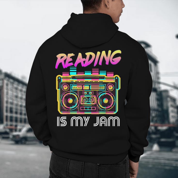 Back To School Retro Reading Is My Jam 80s Teacher Boombox Men's Hoodie Back Print, novelty gifts, funny gifts