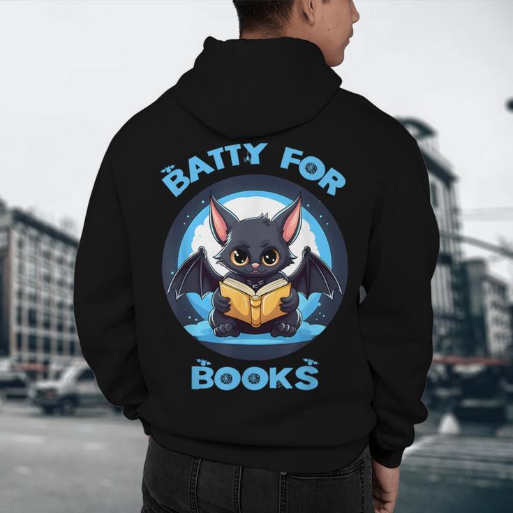 Batty About Books Lover Teacher Librarian Bookish Halloween For Men Women Kids Men's Hoodie Back Print, novelty gifts, funny gifts