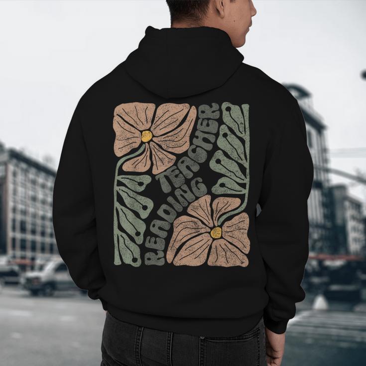Boho Floral Reading Teacher Retro Reading Specialist Wildfl Men's Hoodie Back Print, novelty gifts, funny gifts